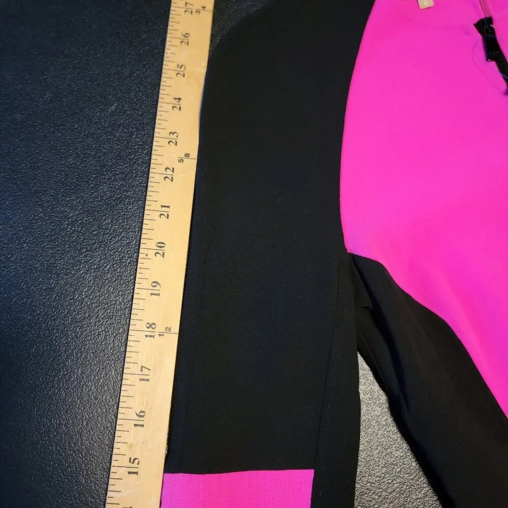 Michael Kors Dress Hot Pink Black Colorblock Virgin Wool Long Sleeve Sz‎ 2 NWOT